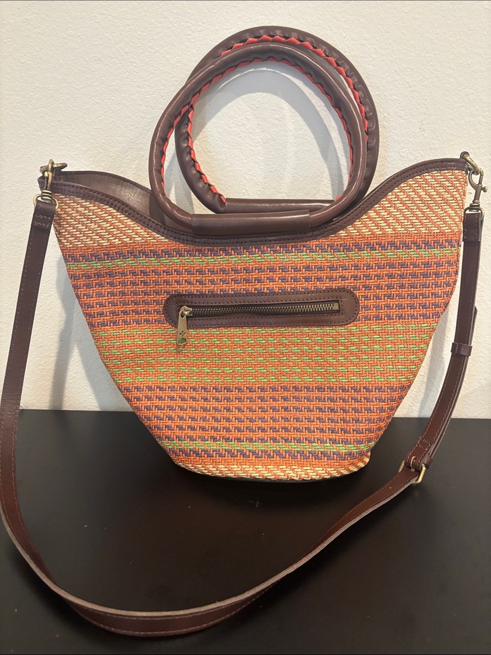 Patricia Nash Gia Woven Straw Crossbody Bag - Excellent Condition